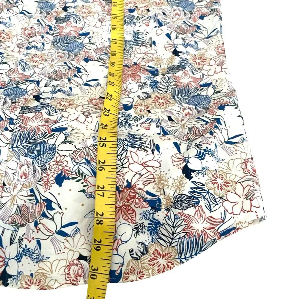 J Crew Floral Casual Button Up Shirt Men's Large 100% Organic Cotton Resortwear